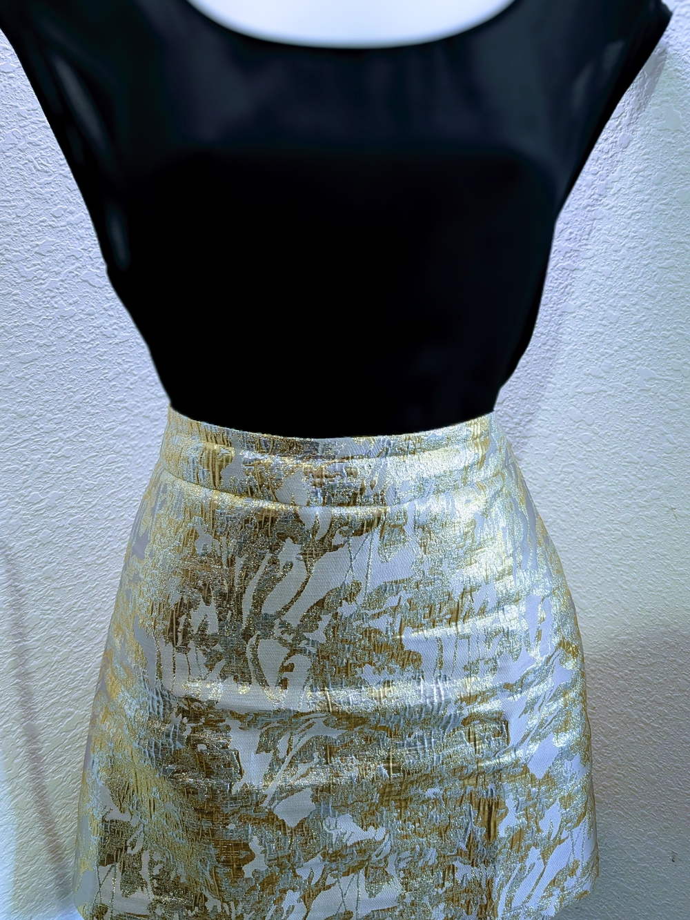 Metallic Gold Brocade Mini Skirt